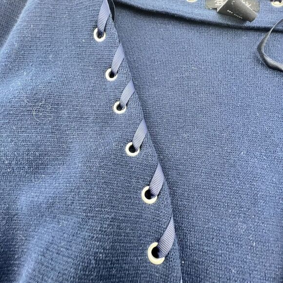 Bob Mackie Womens Jacket Size L Navy Blue Open Front Cardigan Long Sleeve - Picture 3 of 4